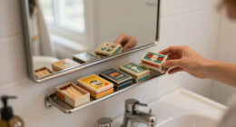 She Put Vintage Matchboxes On Her Tiny Bathroom Mirror, And It’s The Cutest Storage I’ve Seen