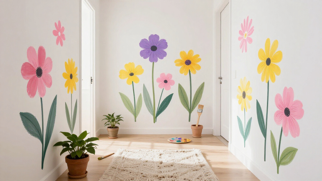 Her Sister Painted Flowers On Her Hallway Walls — Now It’s A Colorful Escape