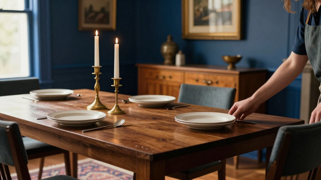 They Drenched A Dining Room In Deep Blue — Now It’s Moody And Vintage